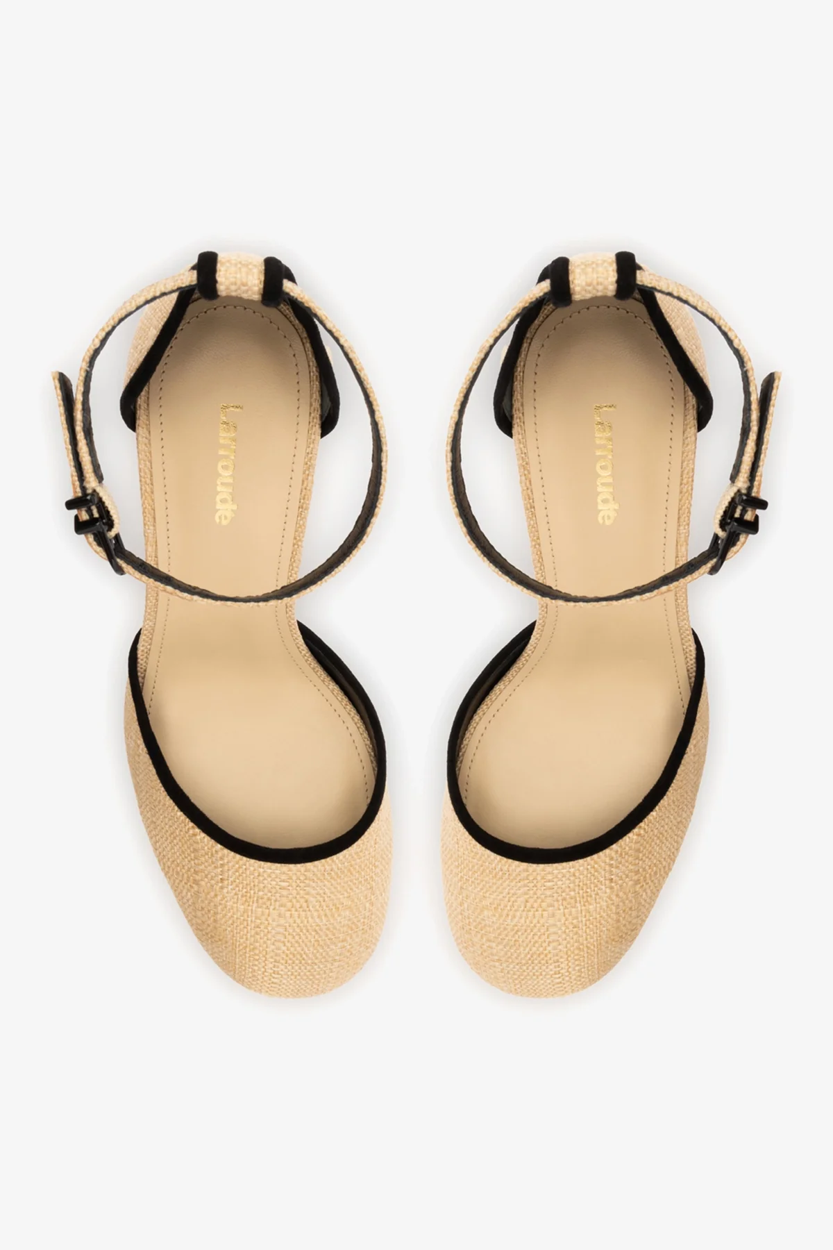 Sandália Plataforma Ari Ráfia Bege e Camurça Preto - Image 6