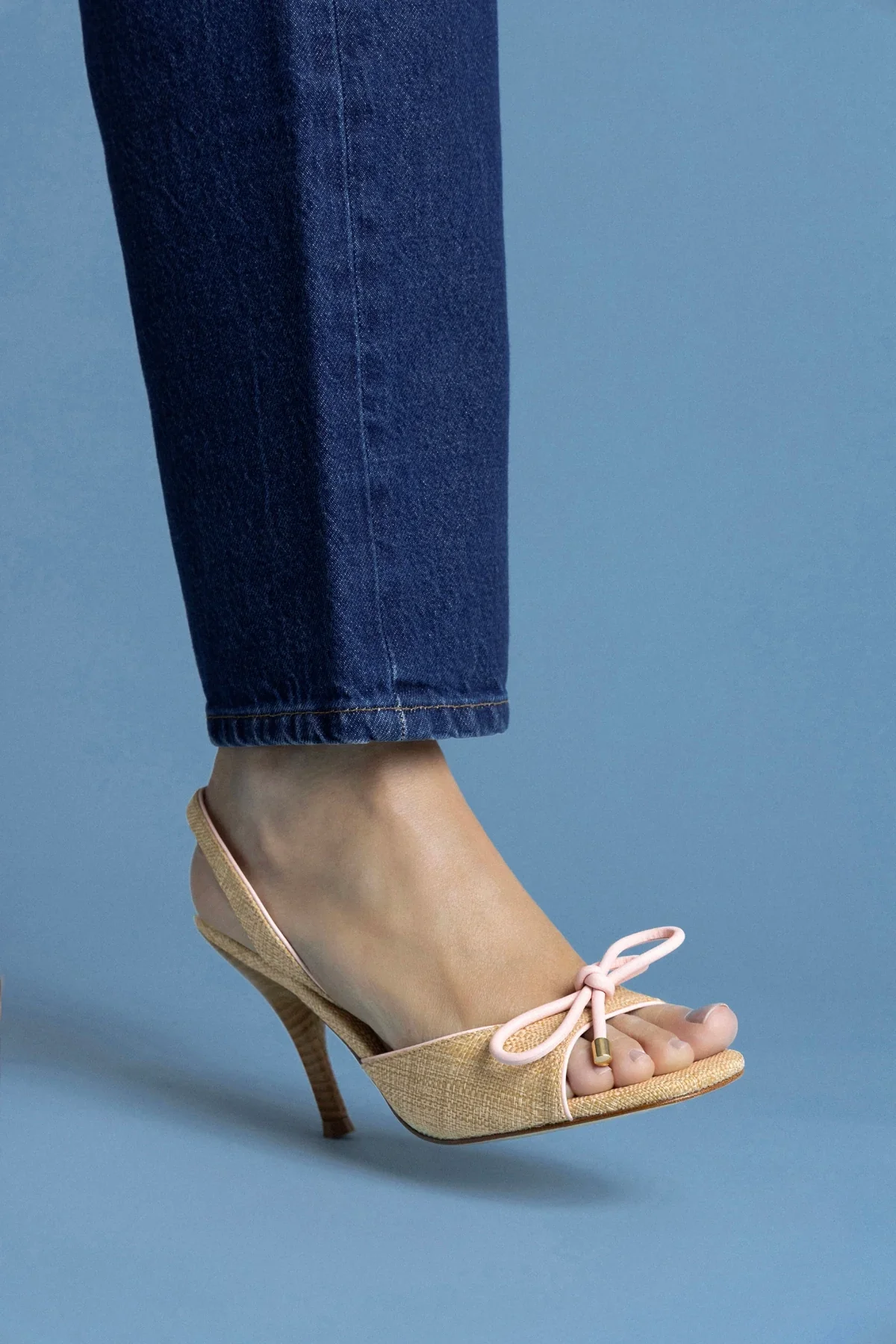 Sandália Lady Ráfia Bege e Couro Rosa - Image 5