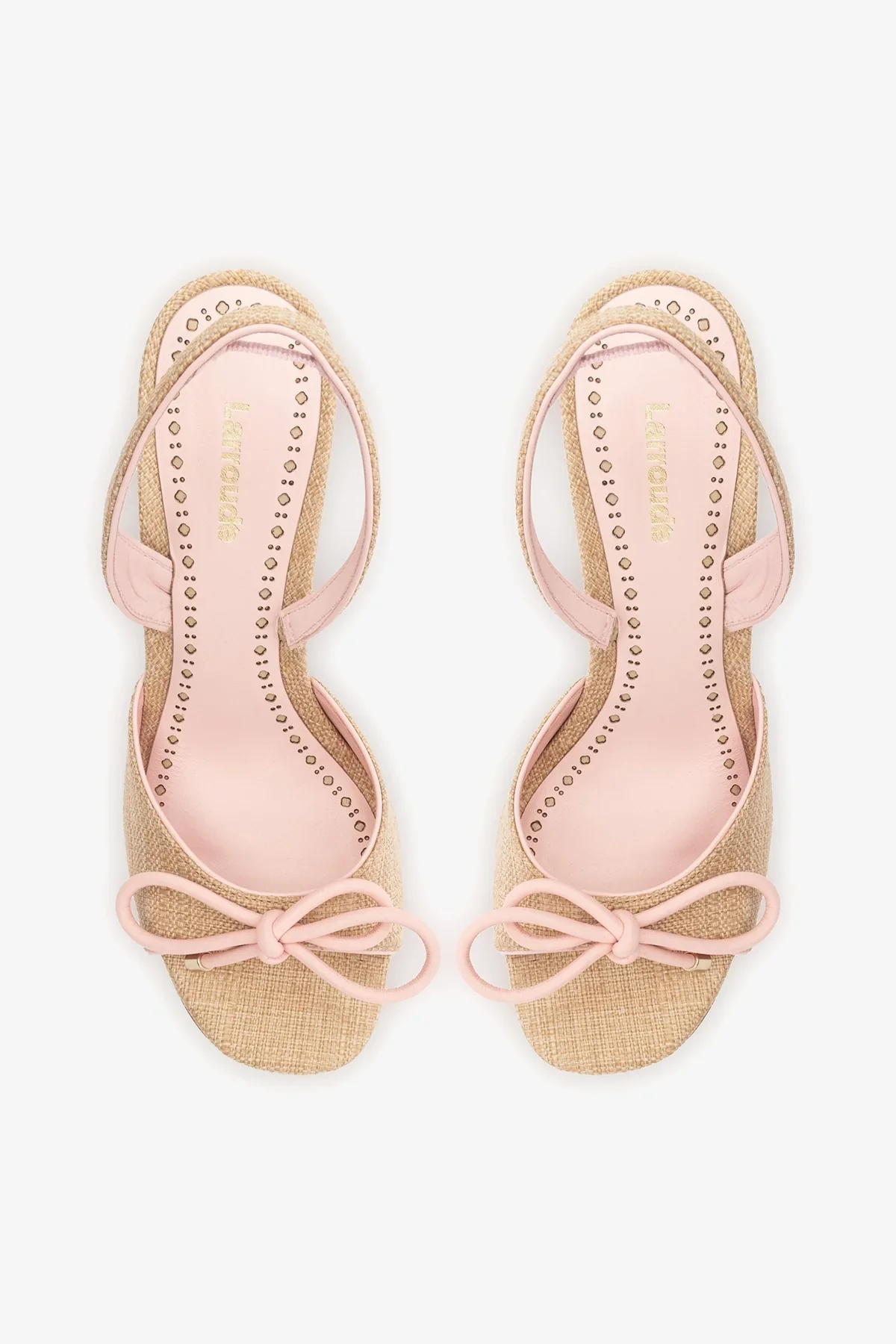 Sandália Lady Ráfia Bege e Couro Rosa - Image 6