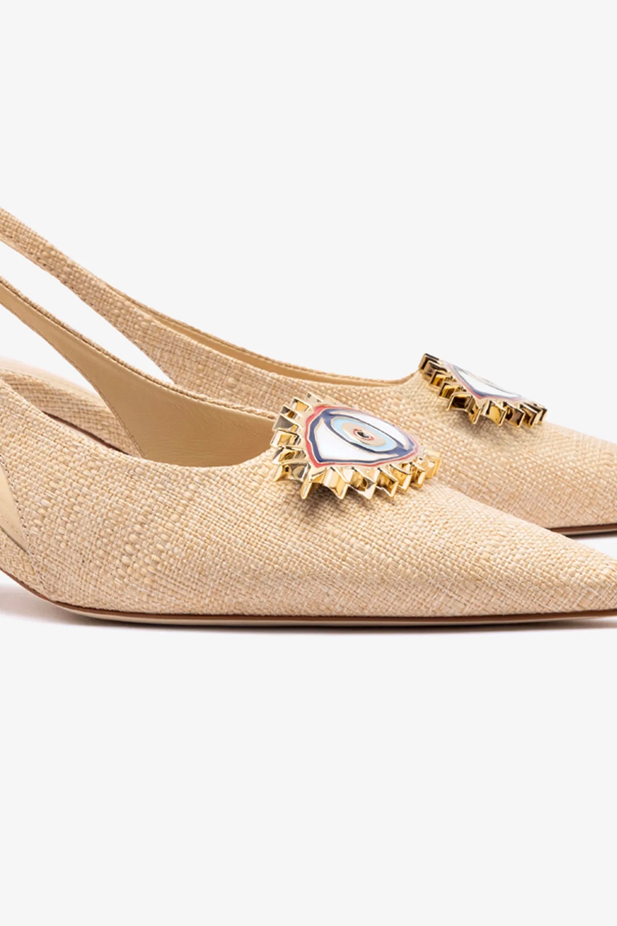 Larroudé x Libertine: Slingback Eye Ráfia Bege - Image 4
