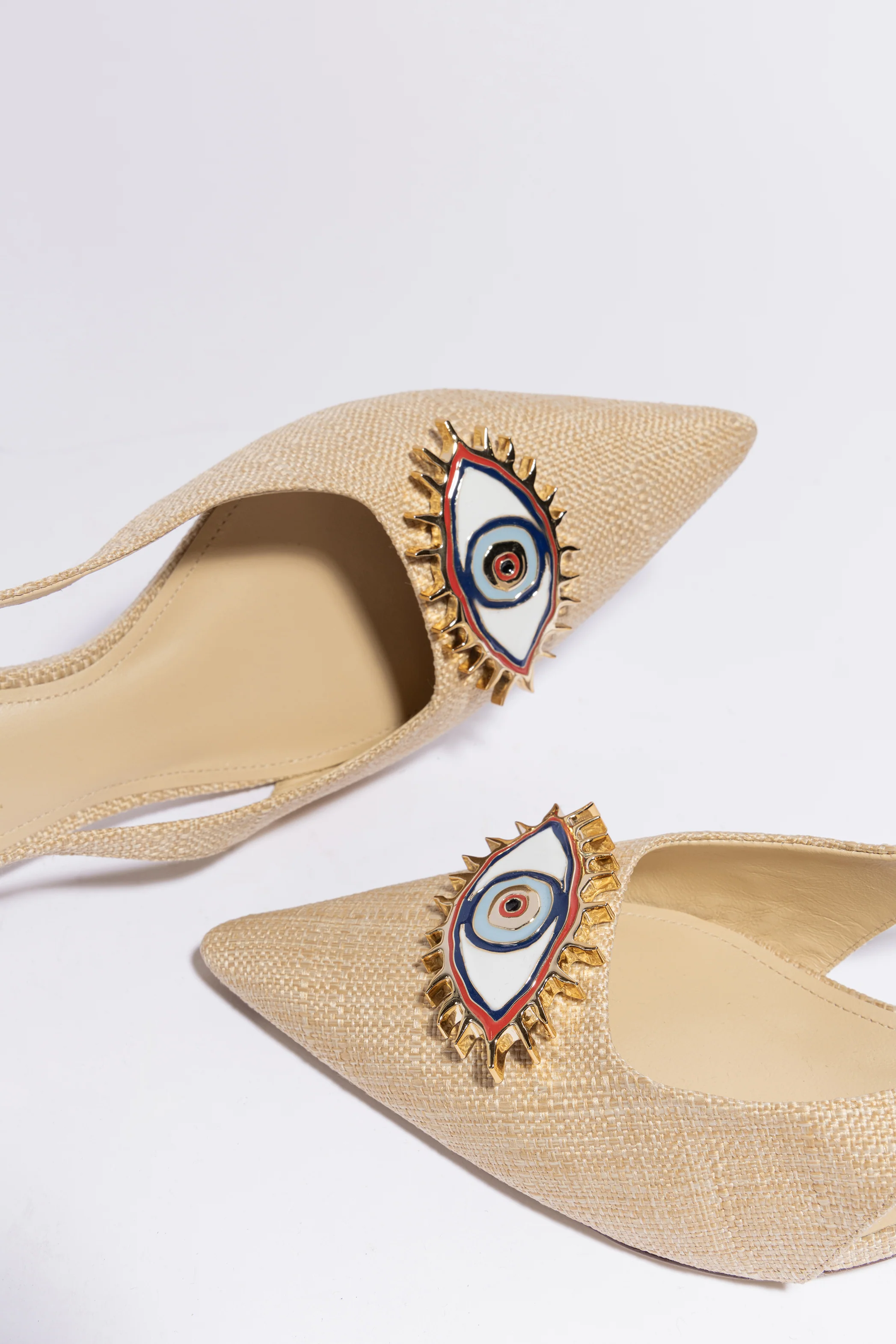 Larroudé x Libertine: Slingback Eye Ráfia Bege - Image 6