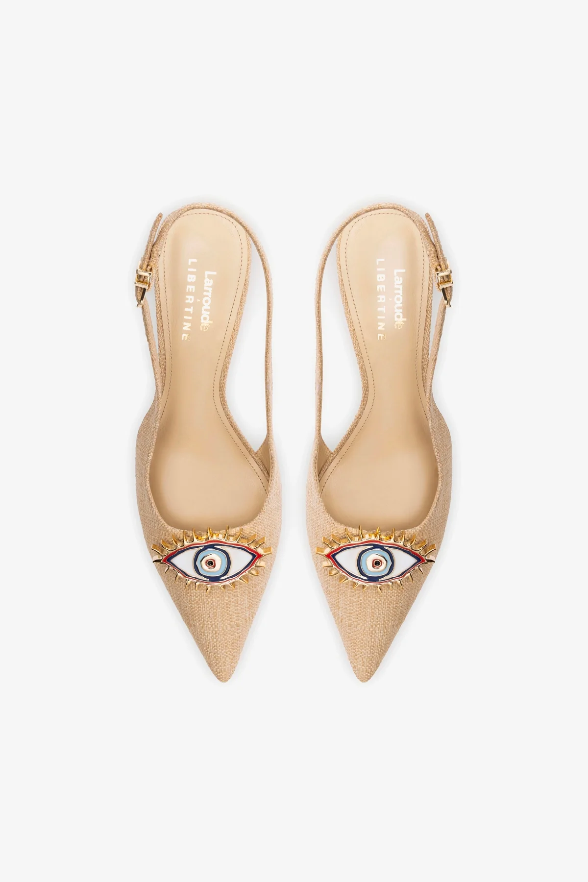 Larroudé x Libertine: Slingback Eye Ráfia Bege - Image 7