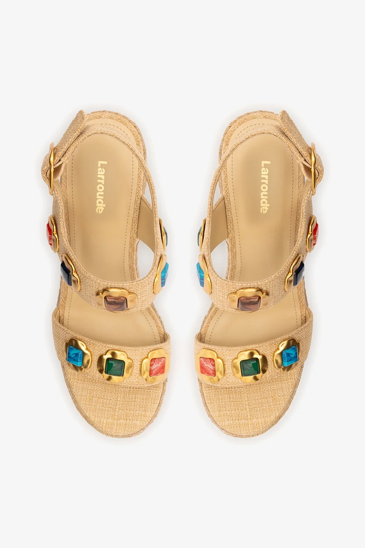 Sandália Anabela Espadrille Milan Gioiello Ráfia Bege - Image 6