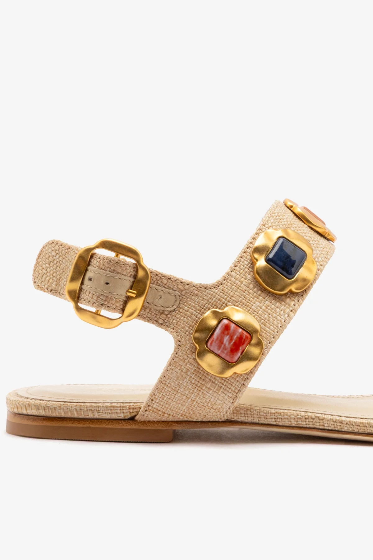 Sandália Flat Milan Gioiello Ráfia Bege - Image 4
