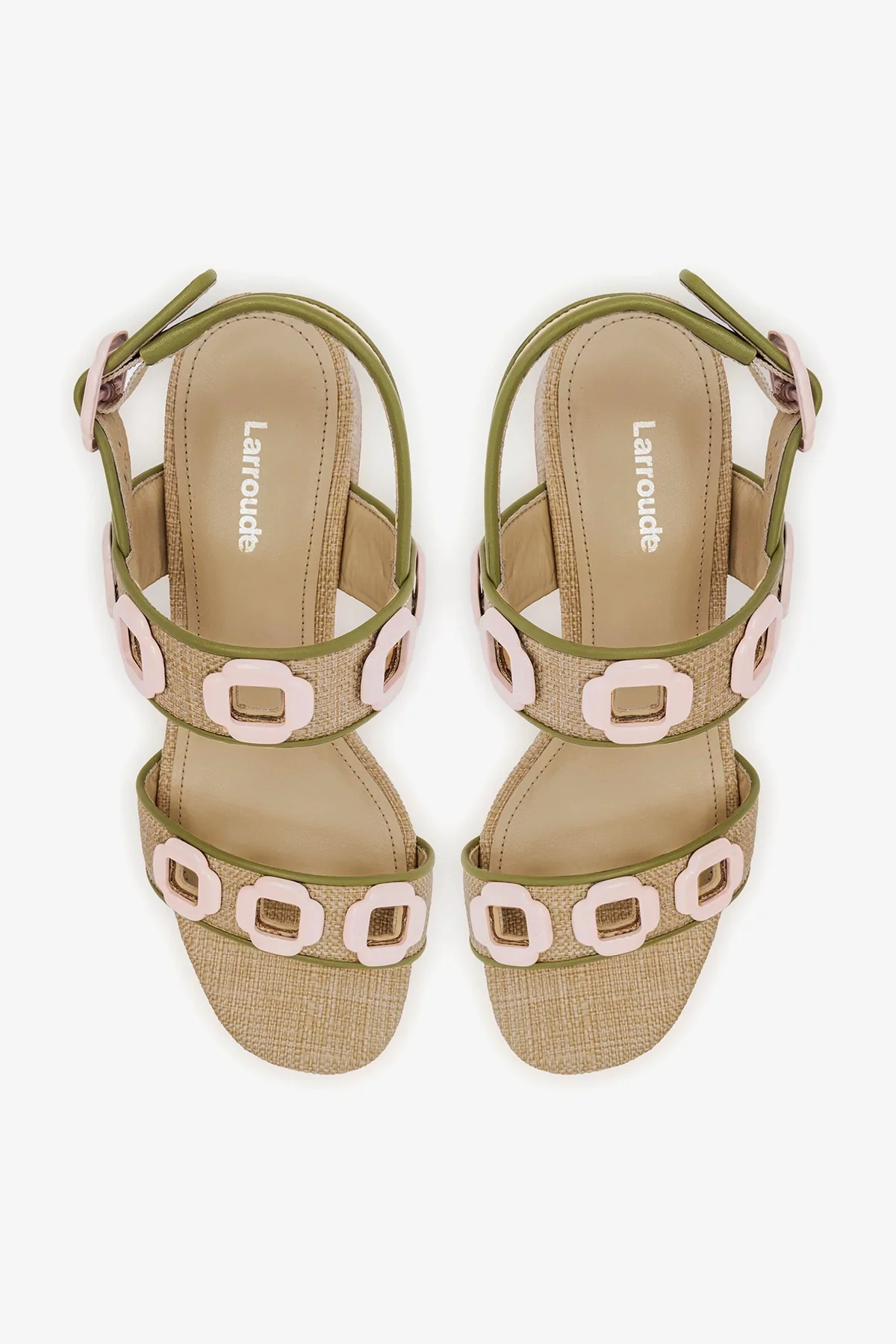 Sandália Milan Ráfia Bege e Couro Verde - Image 7