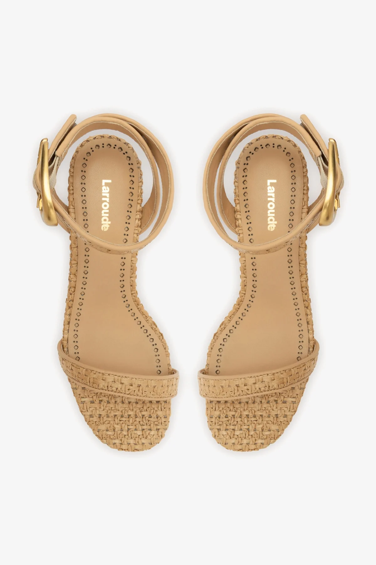 Sandália Salto Bloco Verona Ráfia Natural e Couro Bege - Image 7