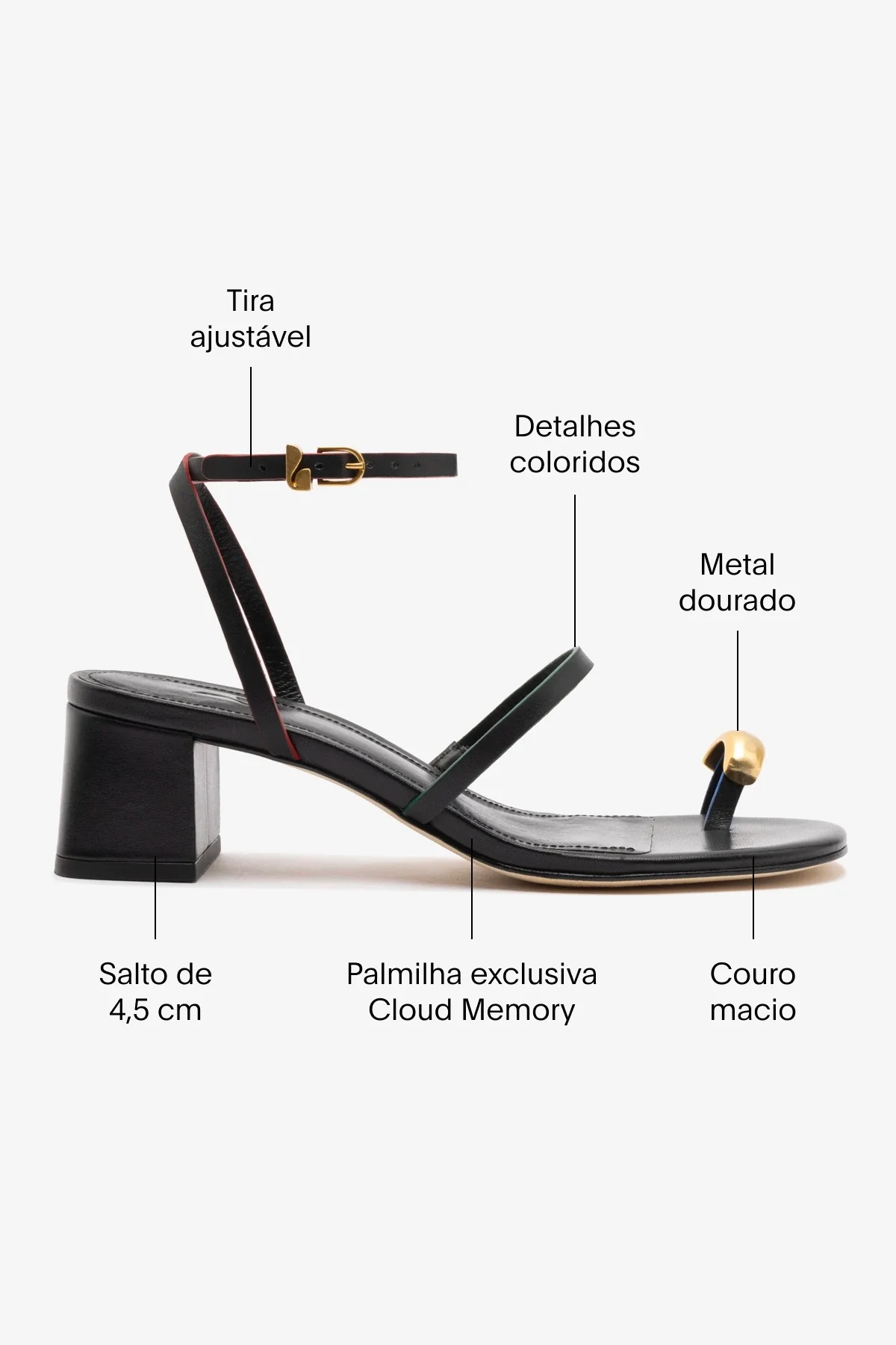 Sandália Salto Bloco Biarritz Couro Preto - Image 4