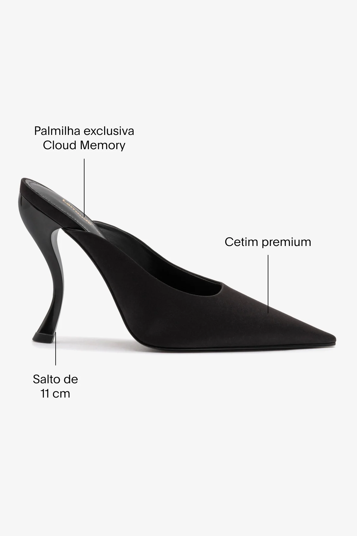 Larroudé By Nicolò B.: Mule Inna Cetim Preto - Image 5