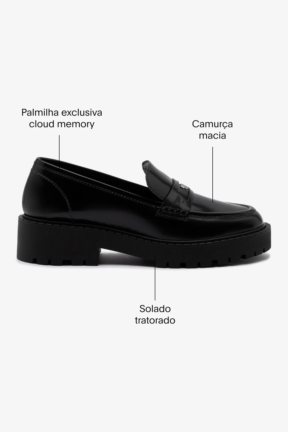 Mocassim Tratorado Suki Couro Preto - Image 5