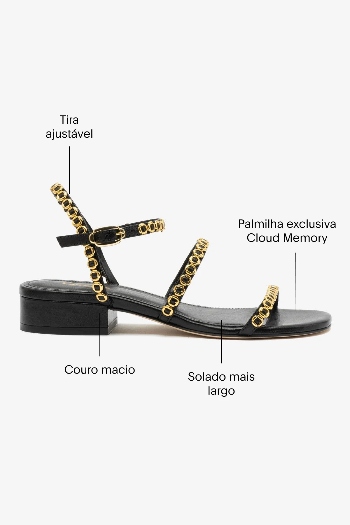 Sandália Flat Milanina Couro Preto - Image 5