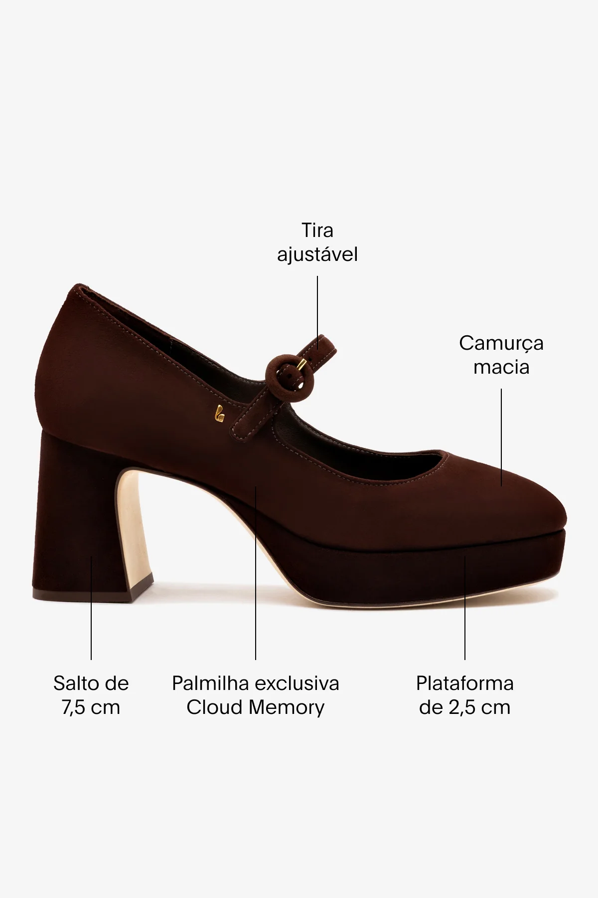 Scarpin Plataforma Blair Camurça Marrom - Image 5