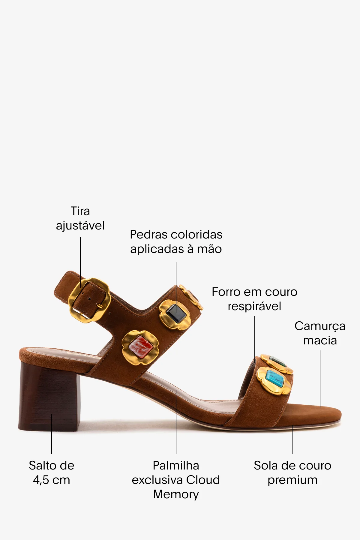 Sandália Milan Gioiello Camurça Marrom - Image 5