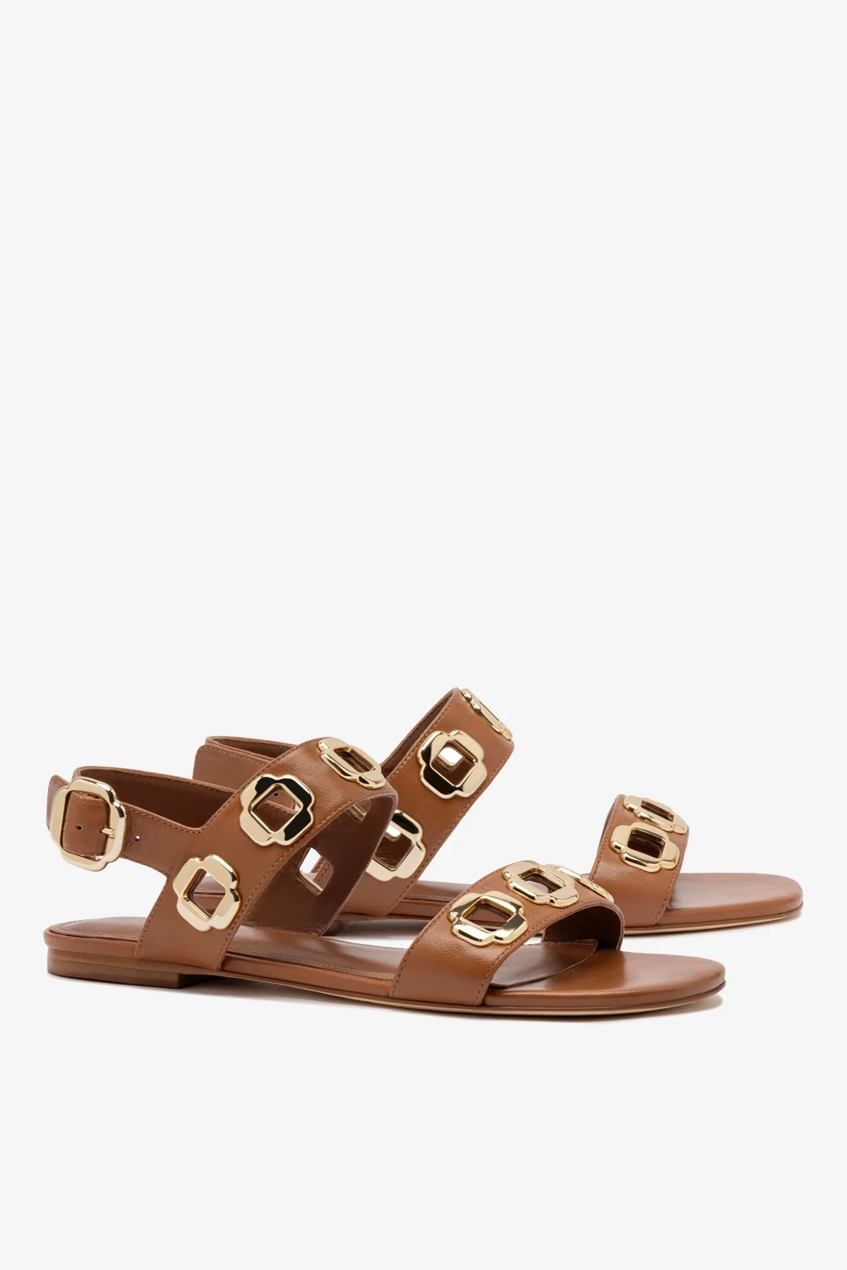 Sandália Flat Milan Couro Caramelo - Image 3