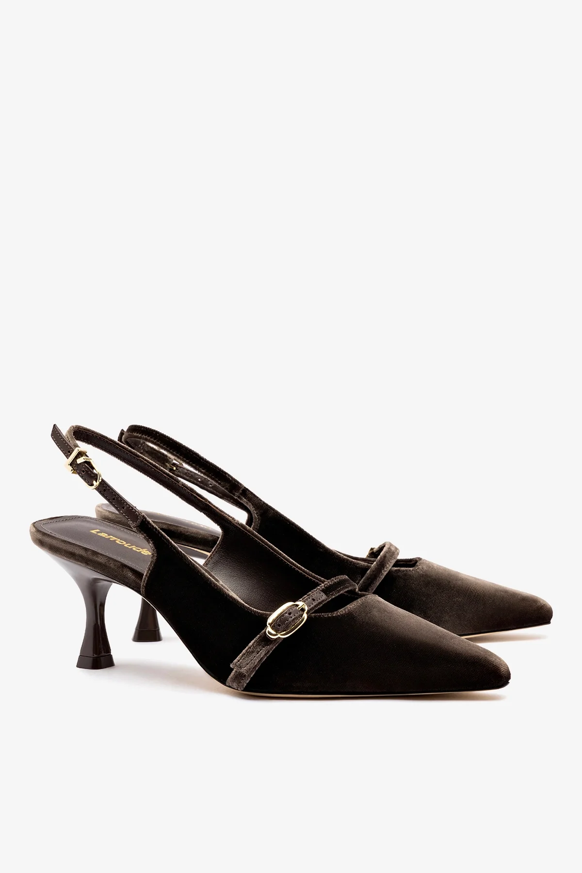 Slingback Ines Veludo Marrom - Image 3