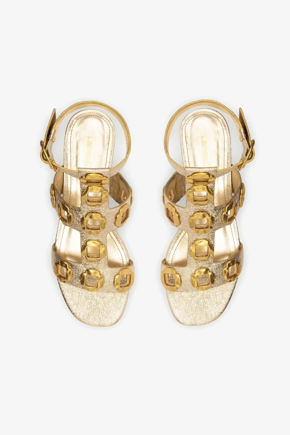 Sandália Gladiadora Flat Milan Couro Dourado - Image 6