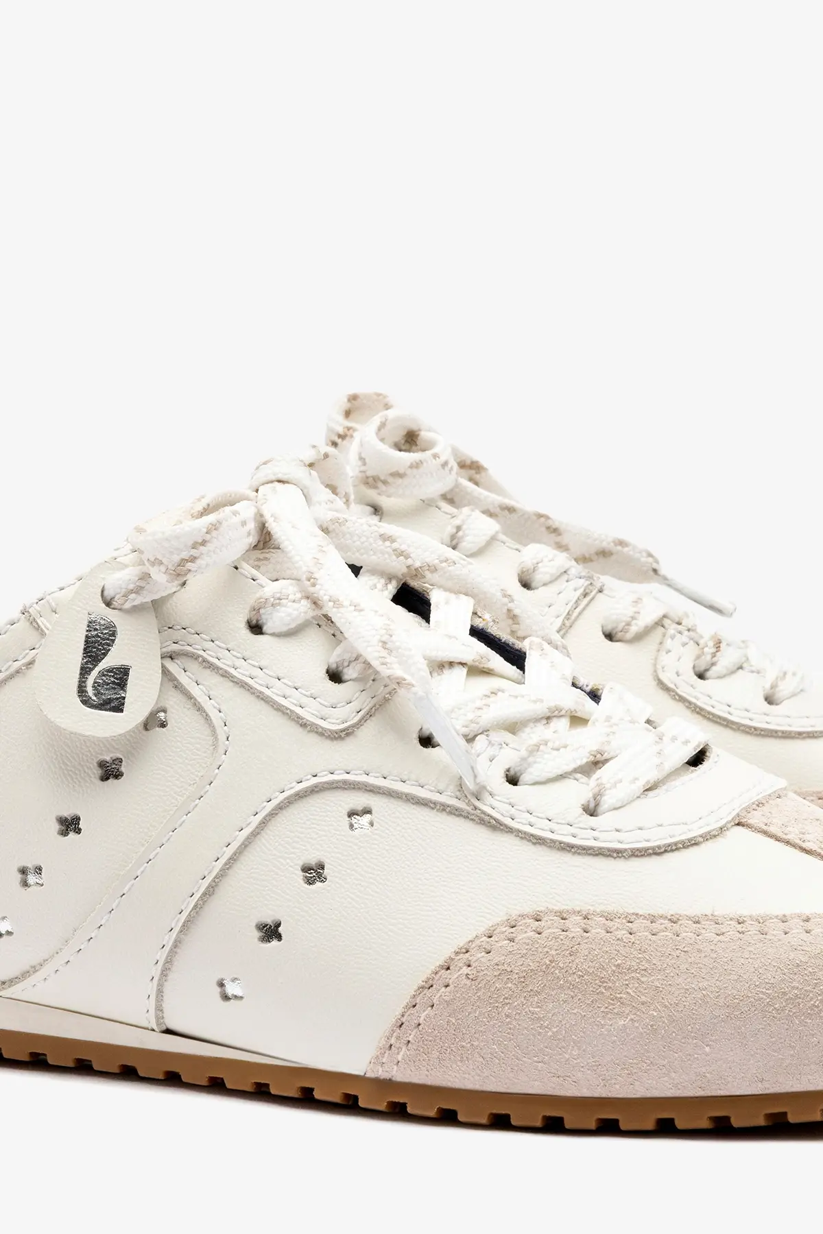 Mule Stella Couro Branco e Camurça Cinza - Image 4