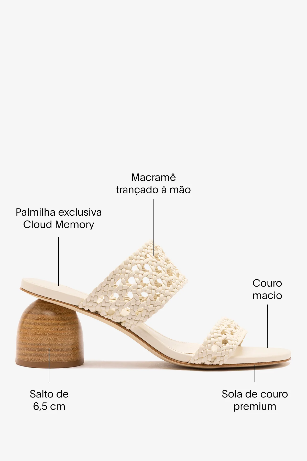 Mule Dew Drop Macramê Couro Off White - Image 5