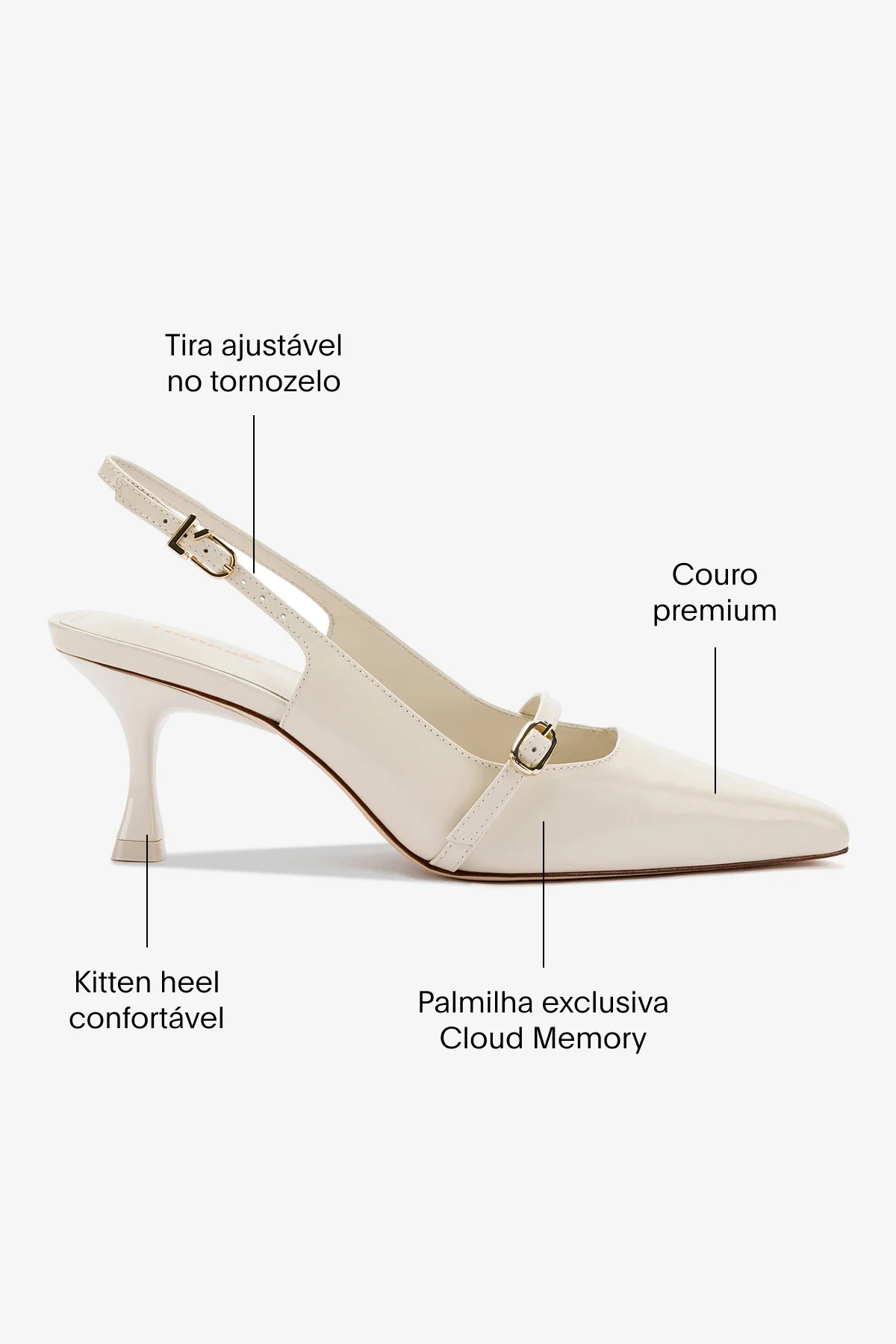 Slingback Ines Couro Off White - Image 5