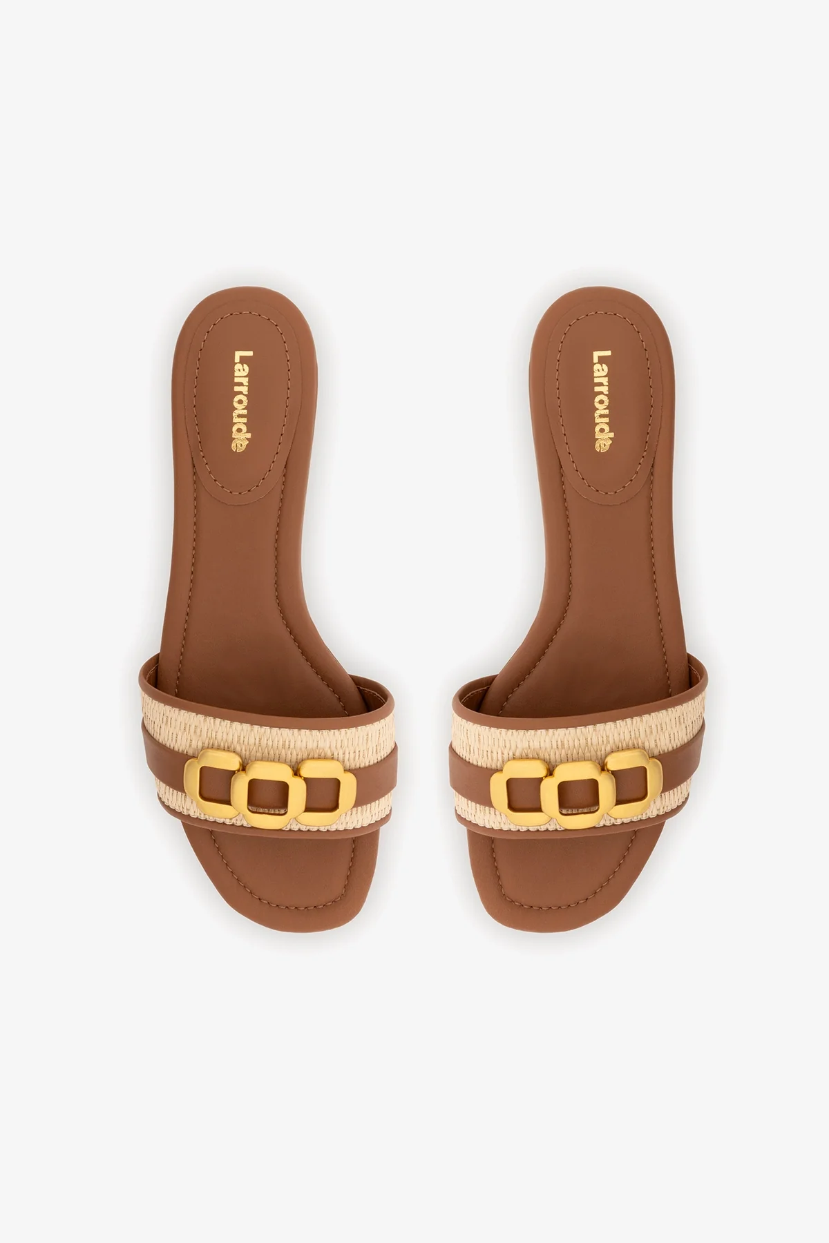 Flat Franca Ráfia Natural e Couro Caramelo - Image 7