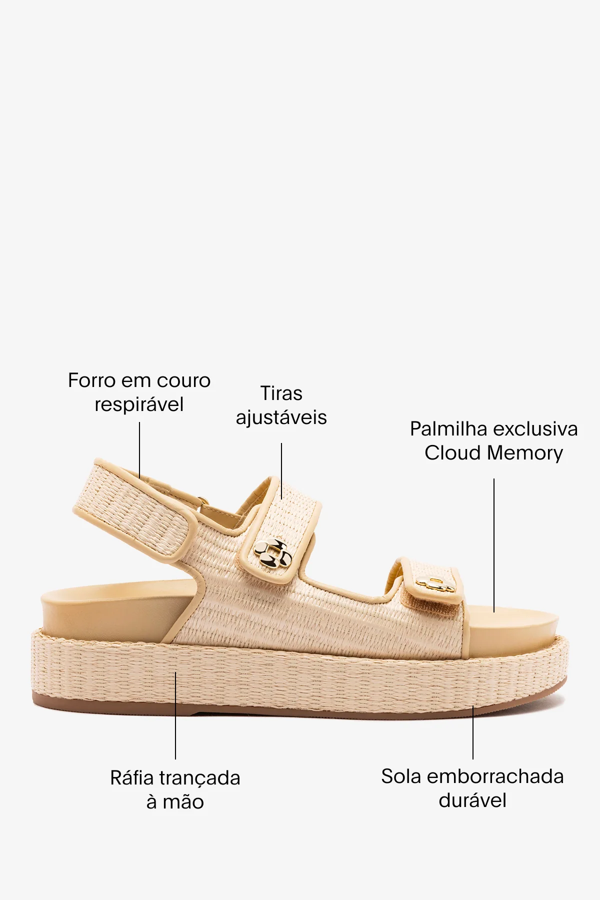 Sandália Jetty Ráfia Natural e Couro Bege - Image 5