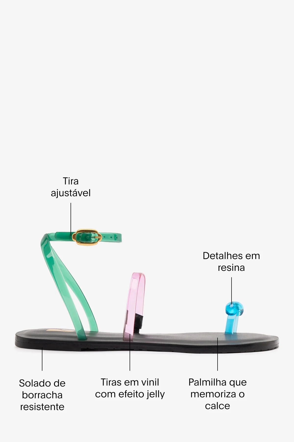 Flat Biarritz Jelly Vinil Rosa, Verde e Azul - Image 5