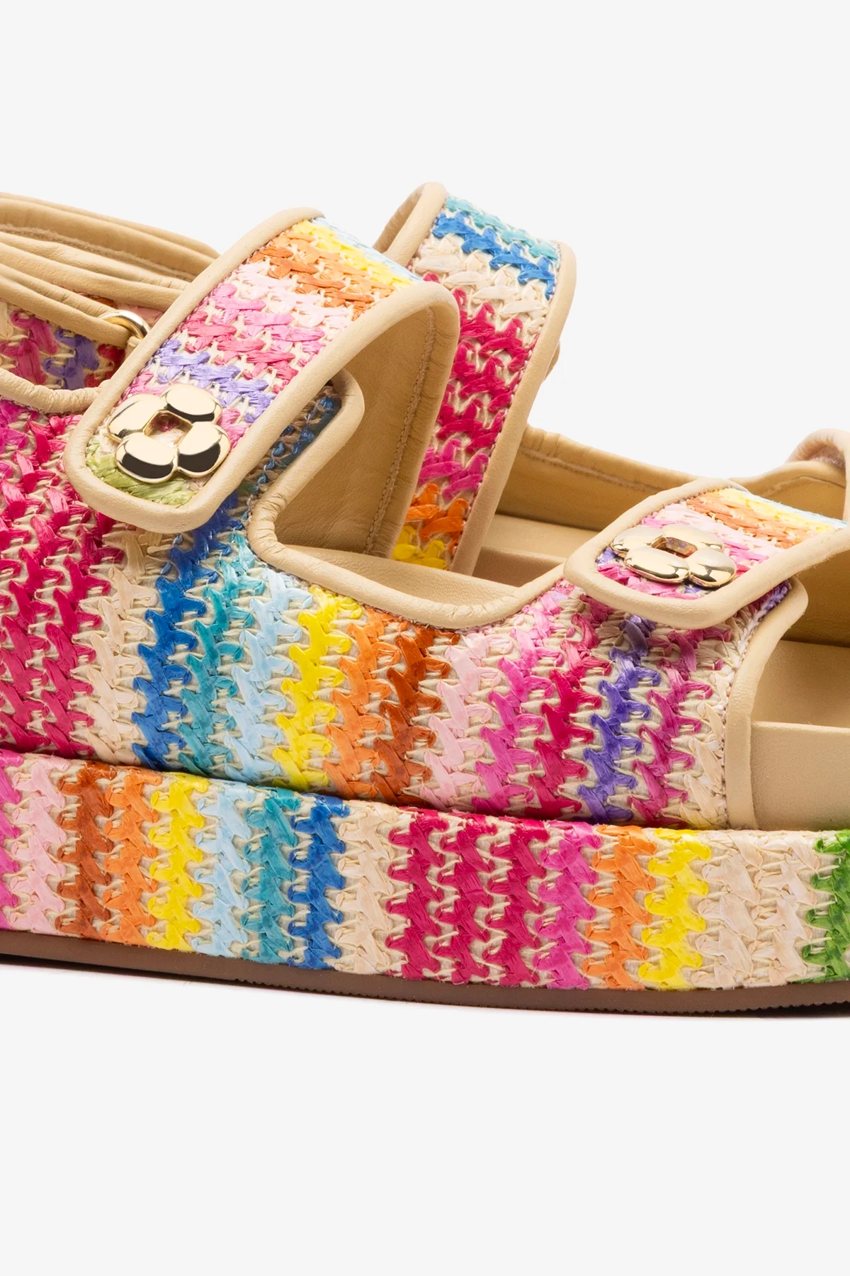 Sandália Jetty Ráfia Multicor e Couro Bege - Image 4