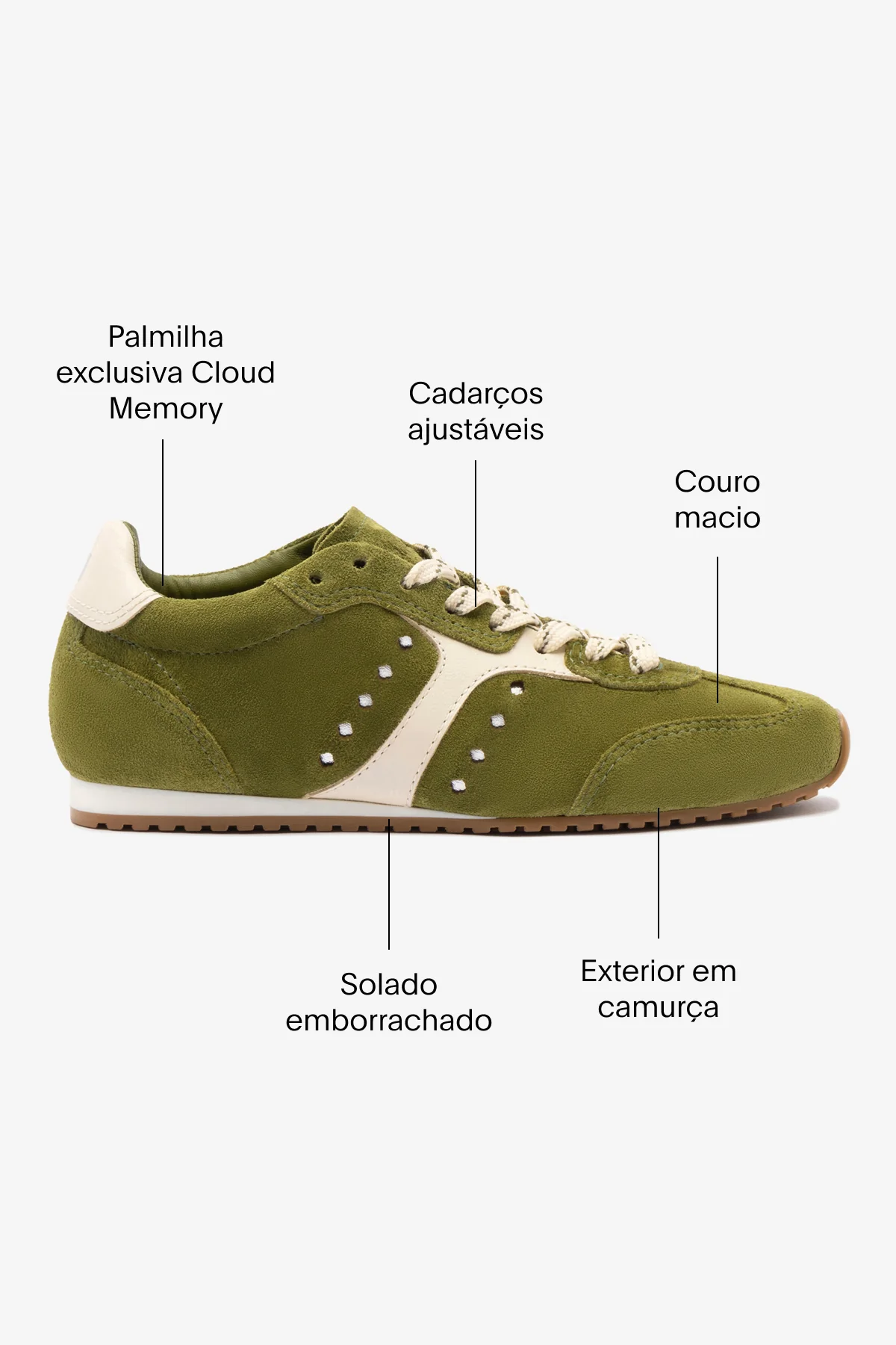 Tênis Stella Camurça Verde e Couro Off White - Image 6