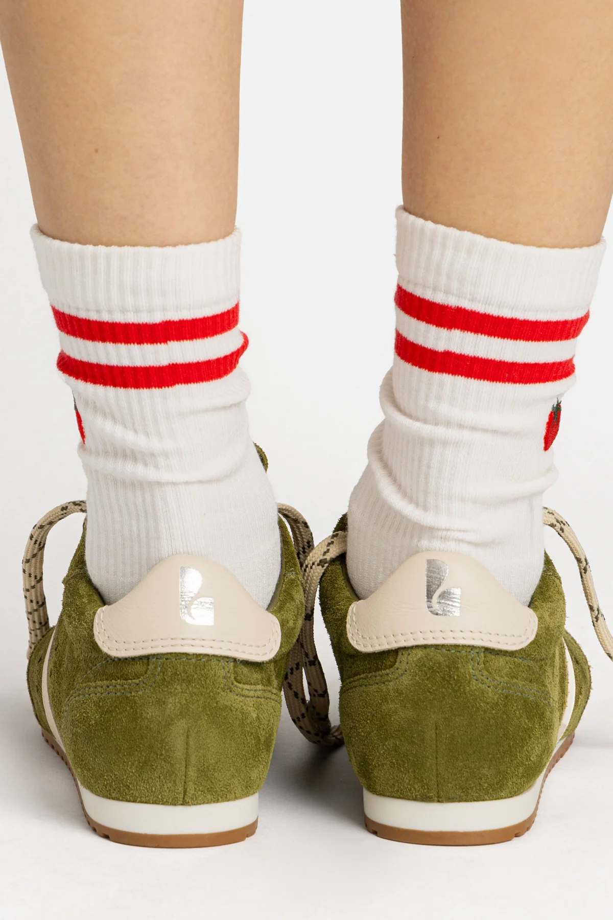 Tênis Stella Camurça Verde e Couro Off White - Image 7