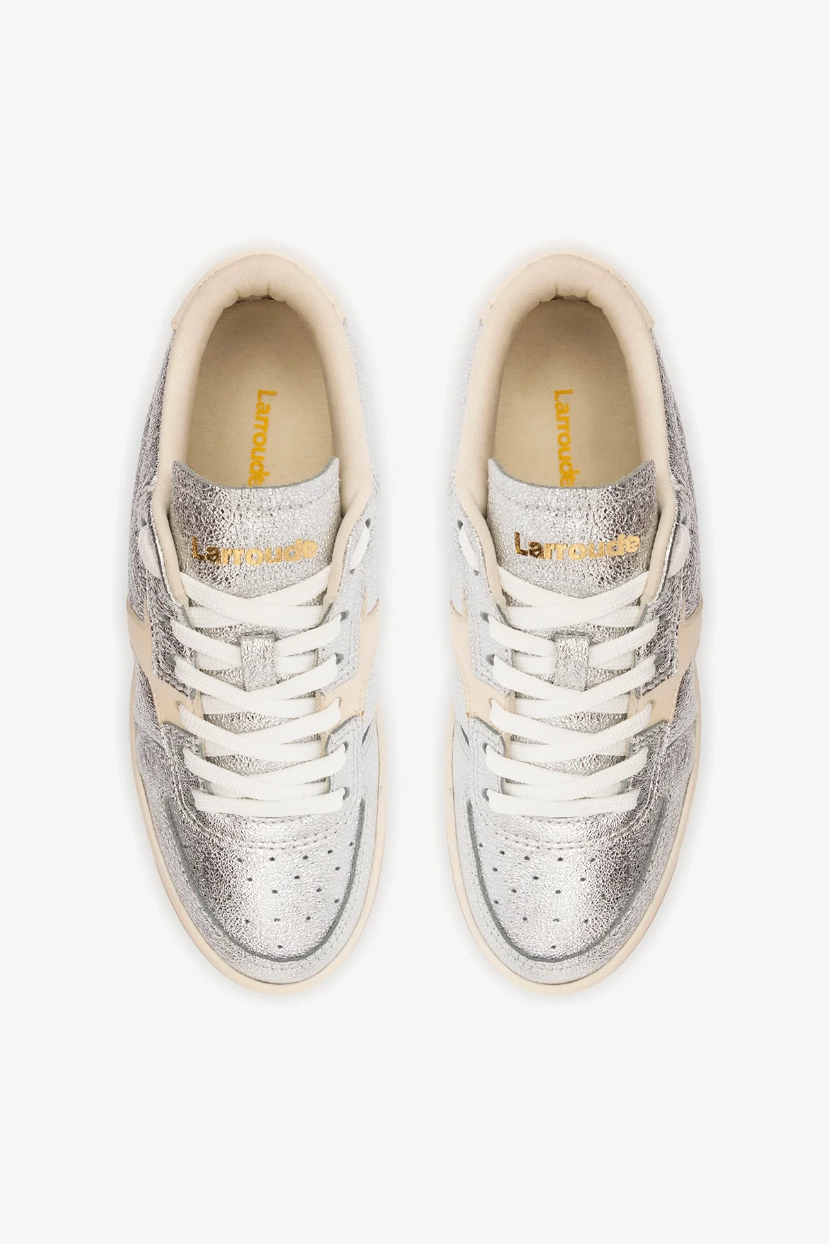 Tênis George Couro Prateado e Off White - Image 8