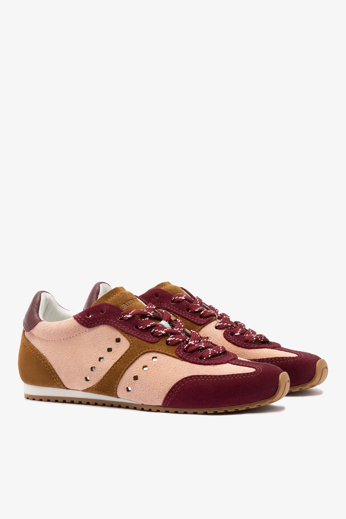 Tênis Stella Camurça Rosa e Vinho e Couro Prateado - Image 3