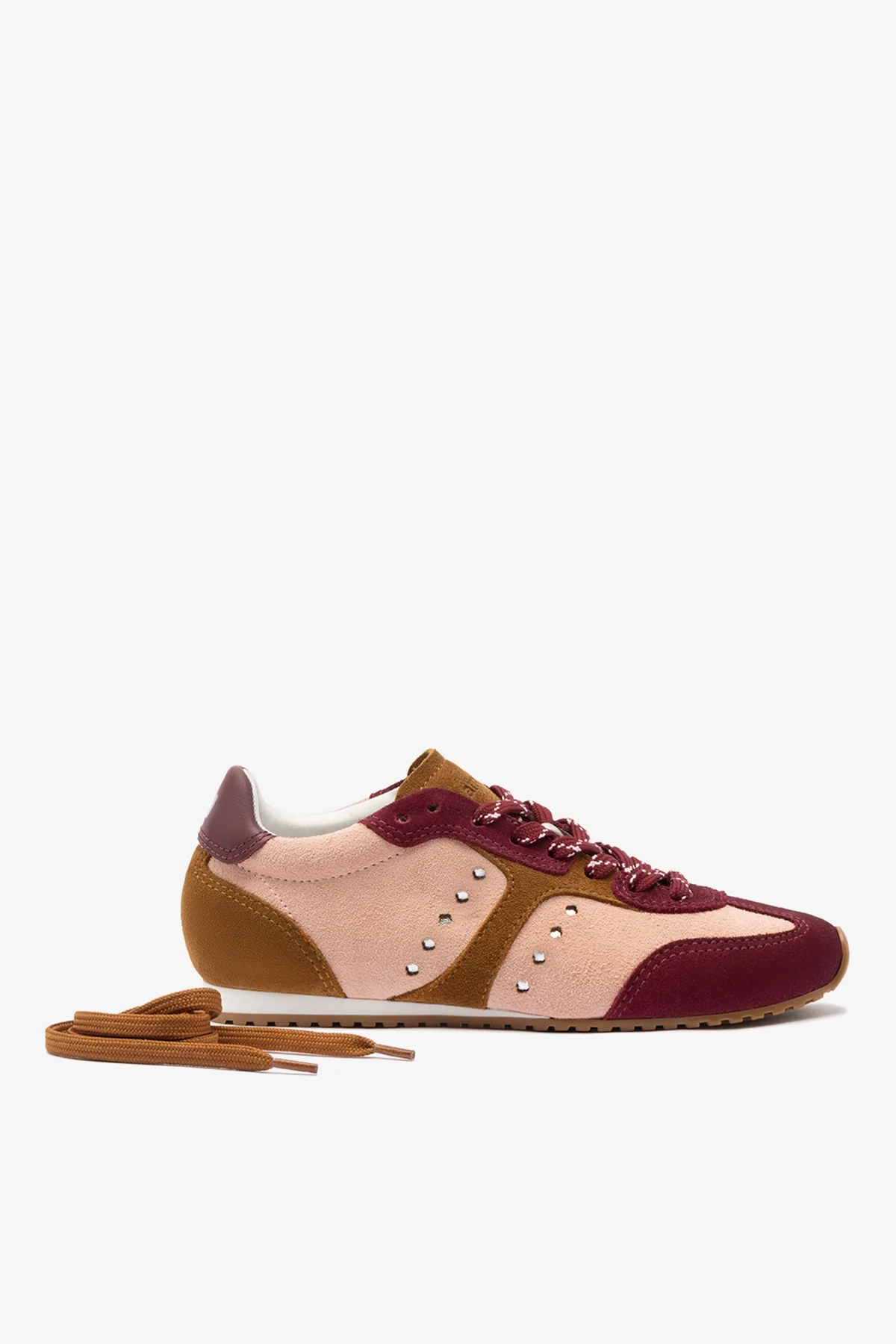 Tênis Stella Camurça Rosa e Vinho e Couro Prateado - Image 4