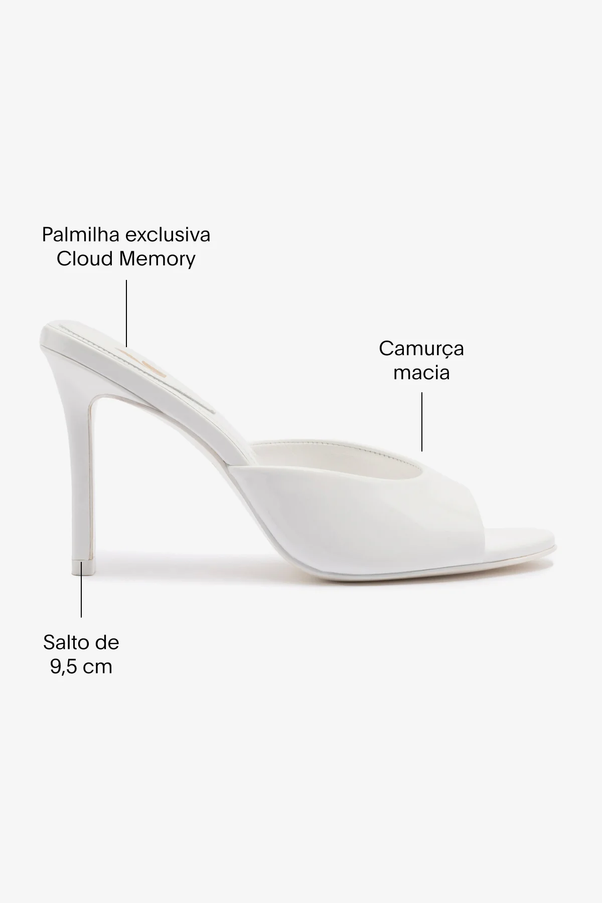 Mule Jasmine Hi Couro Verniz Branco - Image 5